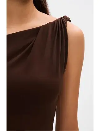 MISHA Sisal Mesh Maxi Dress Espresso Size 8/S for rent on The Volte - main image