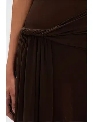 MISHA Sisal Mesh Maxi Dress Espresso Size 8/S for rent on The Volte - main image
