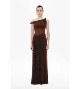 MISHA Sisal Mesh Maxi Dress Espresso Size 8/S for rent on The Volte - image 1