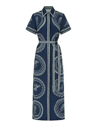 Alemais Ocean Linen Shirtdress in Blue Print Size 6 for rent on The Volte - main image