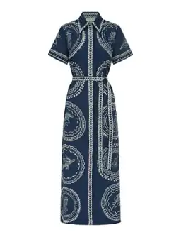 Alemais Ocean Linen Shirtdress in Blue Print Size 6 for rent on The Volte - image 4