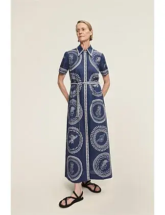 Alemais Ocean Linen Shirtdress in Blue Print Size 6 for rent on The Volte - main image