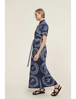 Alemais Ocean Linen Shirtdress in Blue Print Size 6 for rent on The Volte - main image