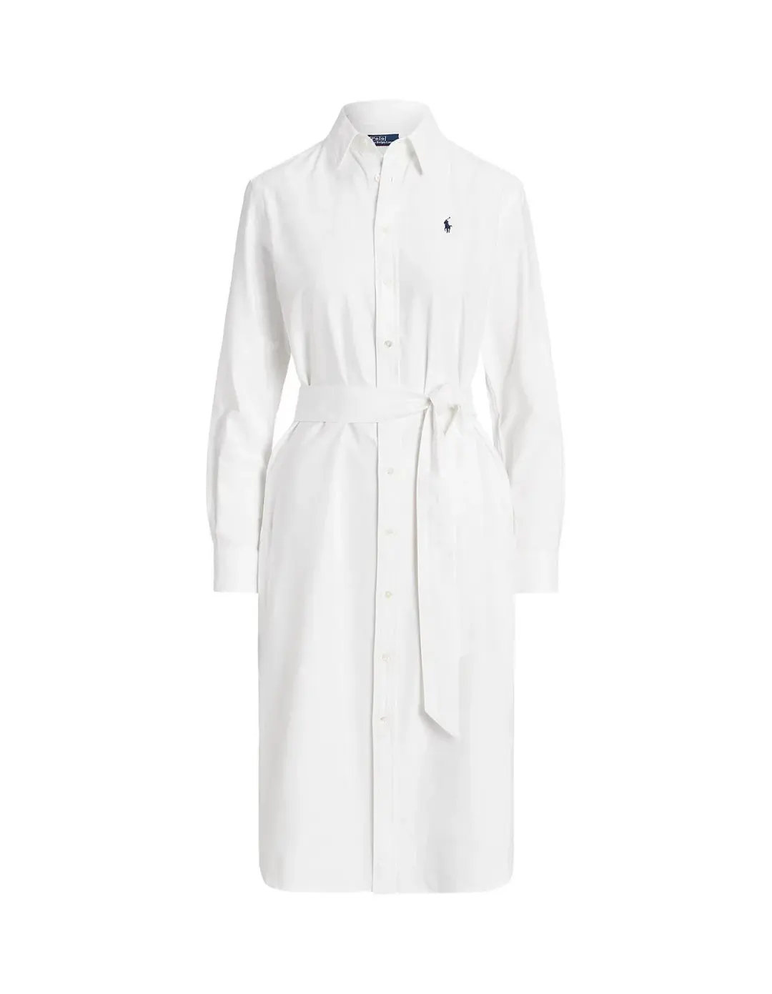 Ralph Lauren Belted Cotton Oxford Shirtdress Midi White Size AU 14 for rent on The Volte - main image