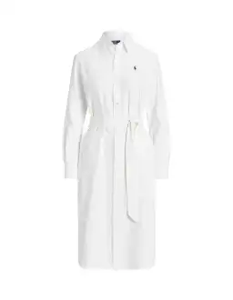 Ralph Lauren Belted Cotton Oxford Shirtdress Midi White Size AU 14 for rent on The Volte - image 4
