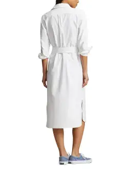 Ralph Lauren Belted Cotton Oxford Shirtdress Midi White Size AU 14 for rent on The Volte - image 3