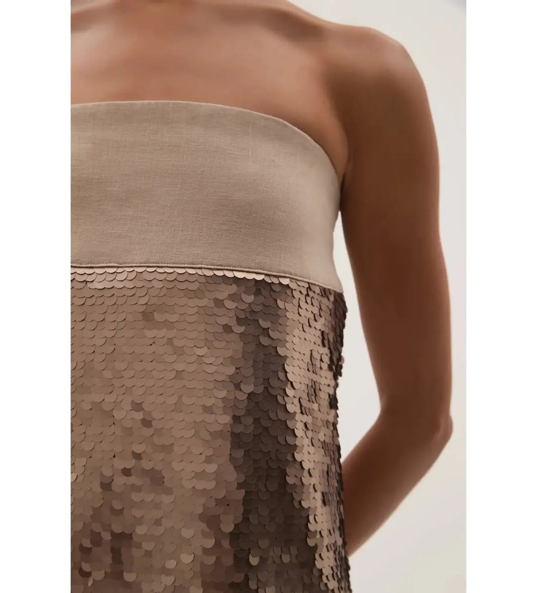 Aje Nebula Mini Dress in Champagne Sequin Size AU 6 for rent on The Volte - main image