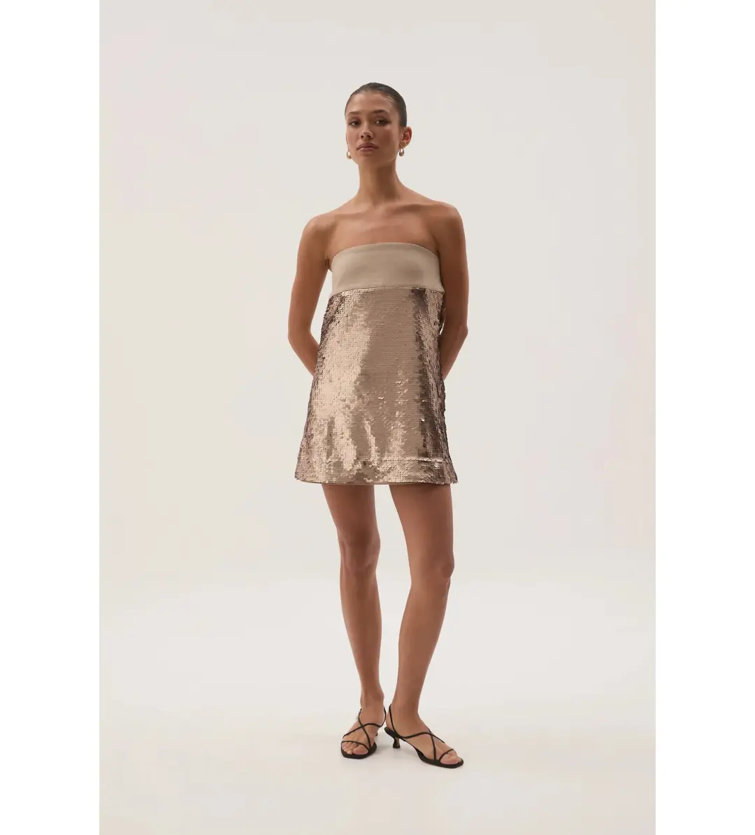 Aje Nebula Mini Dress in Champagne Sequin Size AU 6 for rent on The Volte - main image