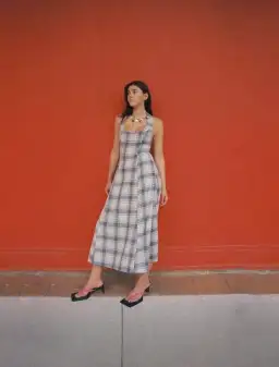 Katharina Lou Annabel Dress In Blue Beige Size 14