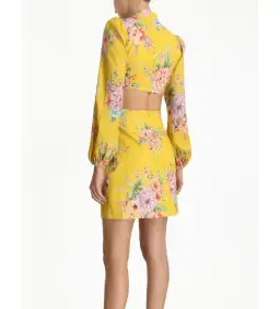 Zimmermann Zinnia Bow Cut Out Mini Dress Golden Floral Size 0/AU 8 for rent on The Volte - image 3