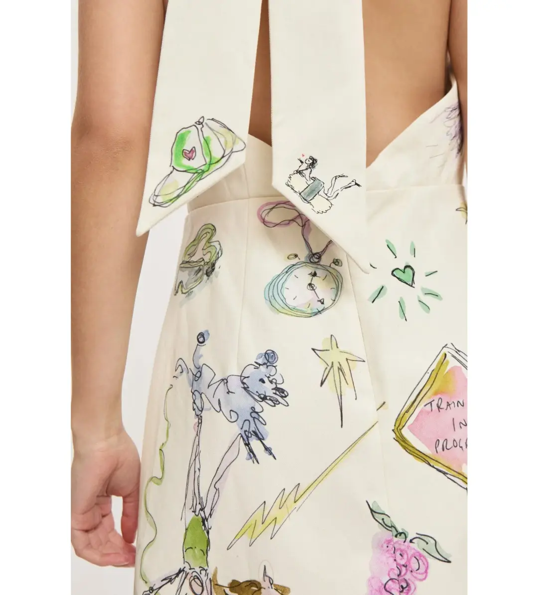 Alemais Court Mini Dress Cream Print Size AU 10 for rent on The Volte - main image