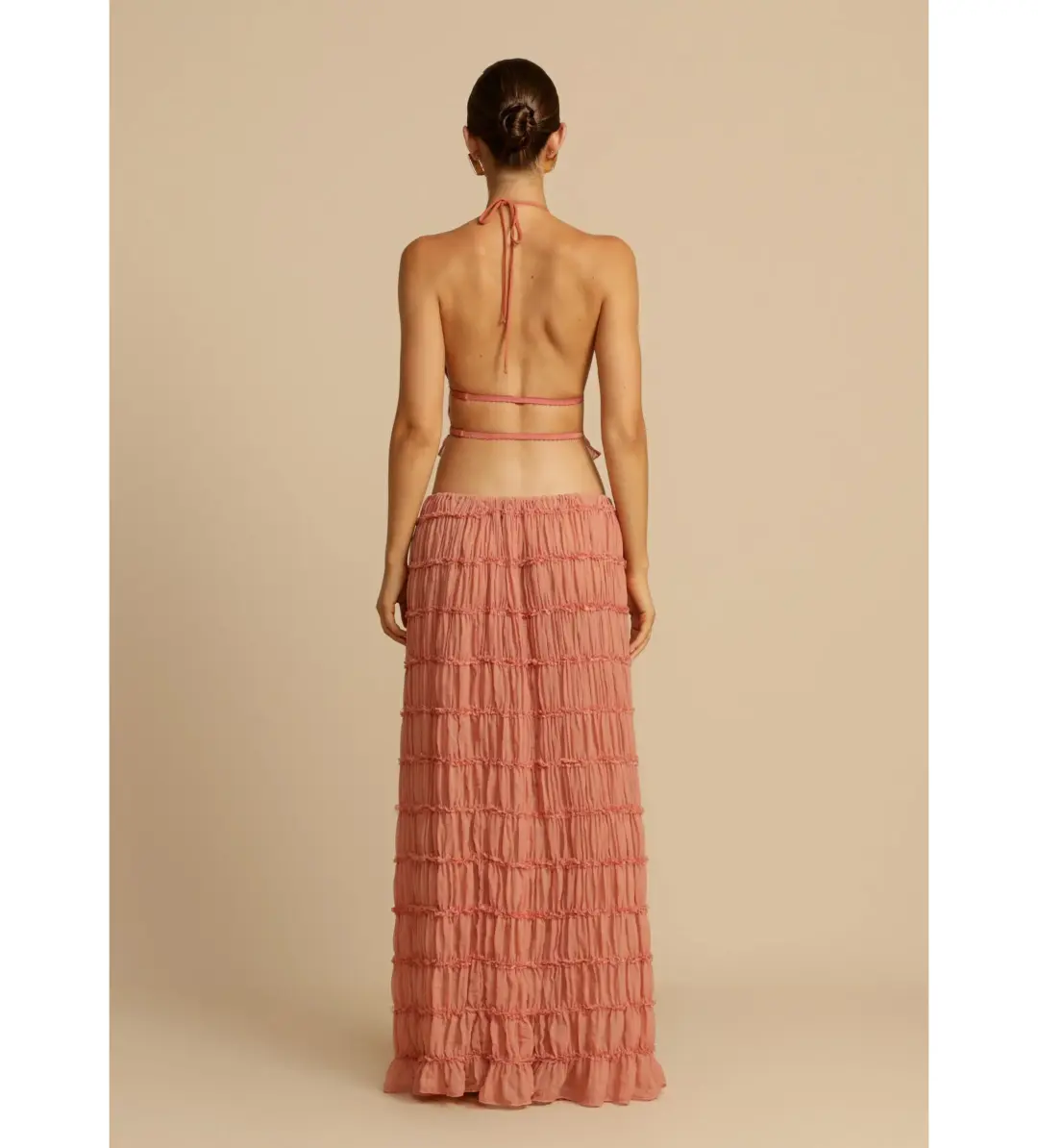 Arcina Ori Juliette Halter and Maxi Skirt Set Peach Size AU 10 for rent on The Volte - main image
