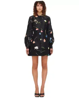 Leo Lin The Fields Linen Mini Dress Black Size 8