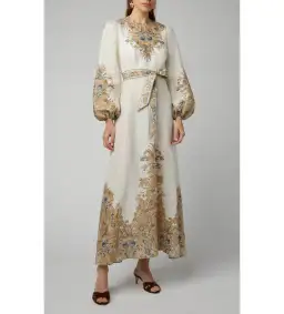 Zimmermann Freja Floral Paisley Dress Ivory Size 0/Au 8 for rent on The Volte - image 1