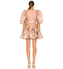 Zimmermann Dancer Puff Sleeve Mini Dress Blush Garden Floral Size 2 /Au 12 for rent on The Volte - image 2