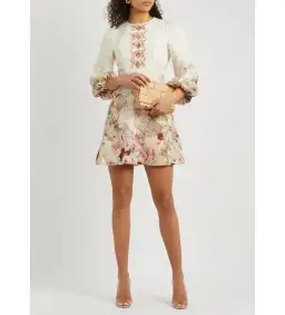 Zimmermann Dancer Hammingbird Linen Mini Dress Ivory Size 3/Au 14 for rent on The Volte - image 1