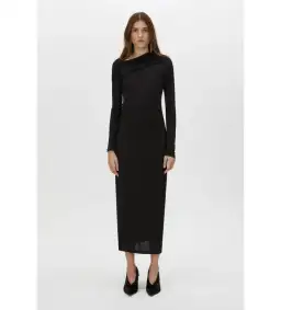 Camilla and Marc Mai Long Sleeve Midi Dress in Black Size AU 10