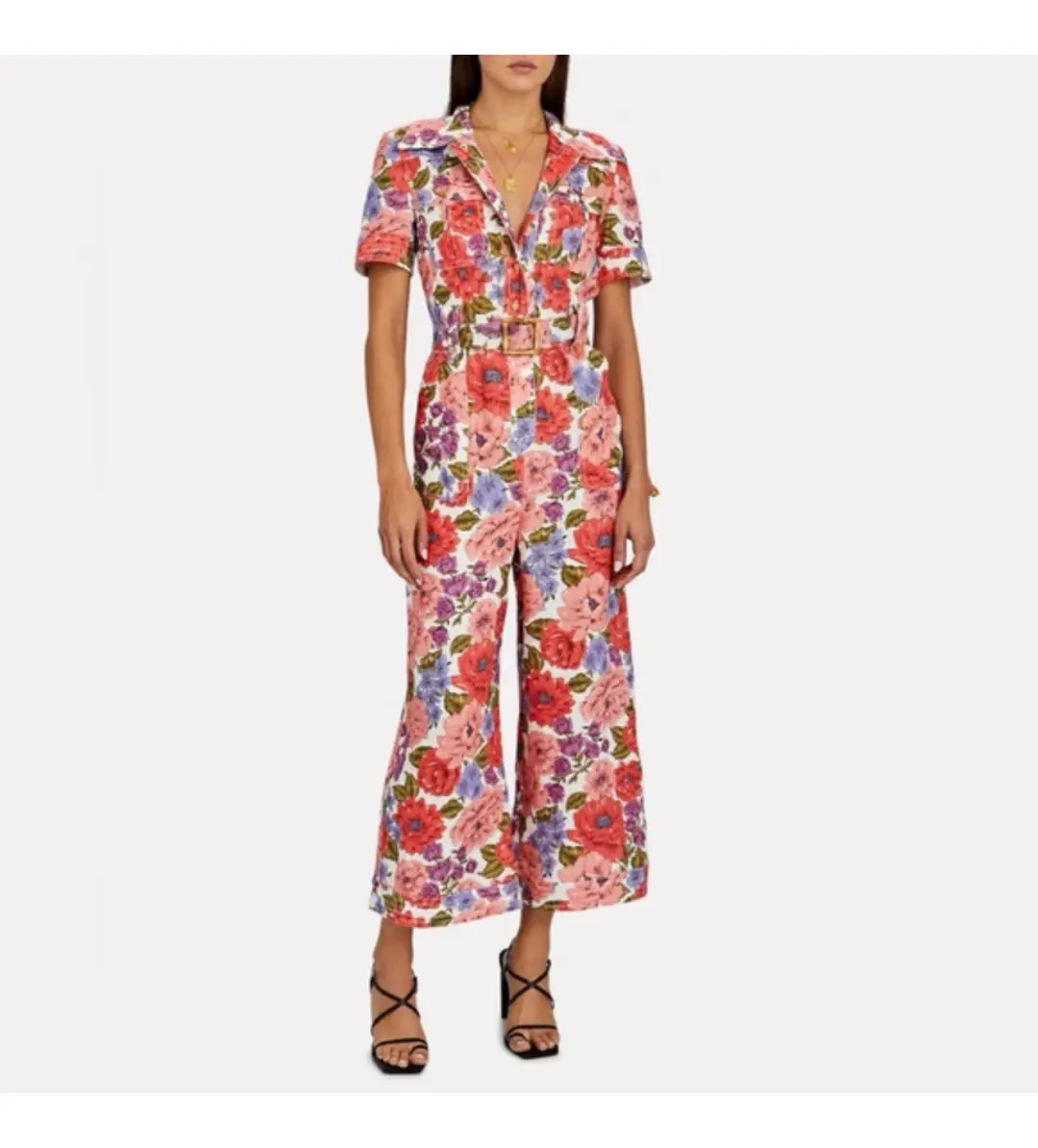 Zimmermann Poppy Belted Safari Jumpsuit Floral Size 1/Au 10 for rent on The Volte - main image