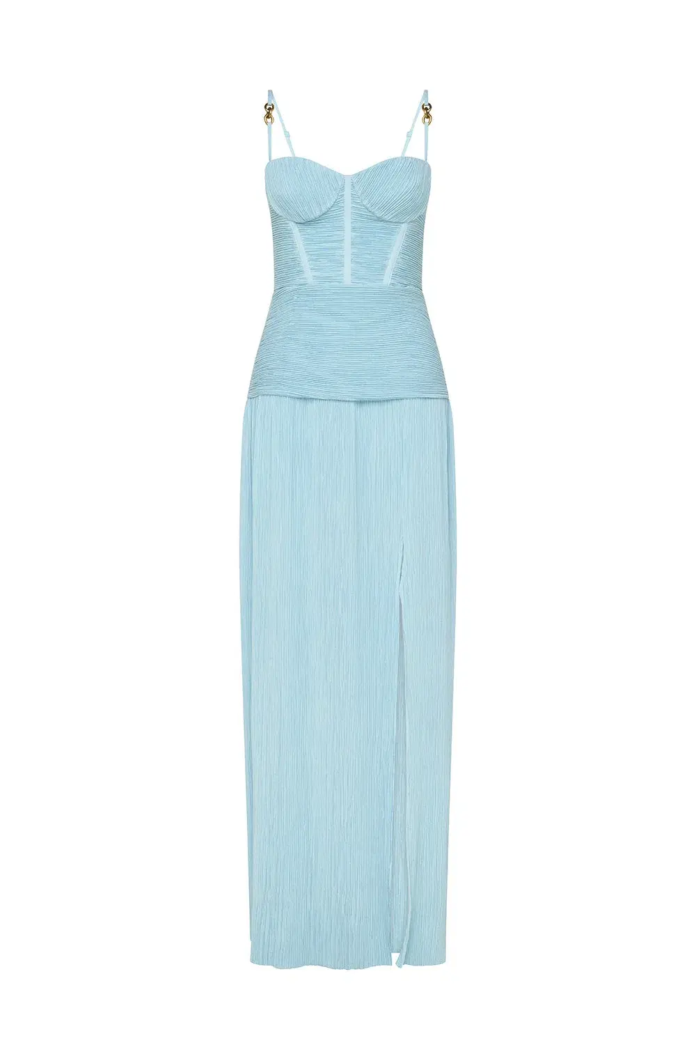 Manning Cartell Double Time Pleat Maxi Dress Aqua Spritz Blue Size 16 for rent on The Volte - main image