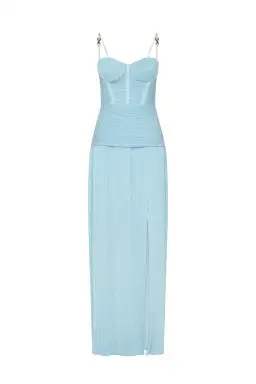 Manning Cartell Double Time Pleat Maxi Dress Aqua Spritz Blue Size 16 for rent on The Volte - image 4