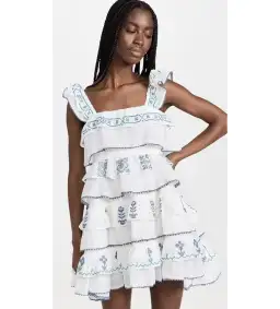 Innika Choo Cross Stitch Layer Mini Dress White Print Size AU 8