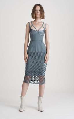 Dion Lee Honeycomb Perforated Dress Blue Size 8