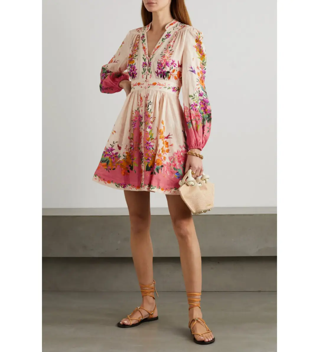 Zimmermann Trapicana Plurige Mini Dress Cream/Floral Size 3/Au 14 for rent on The Volte - main image