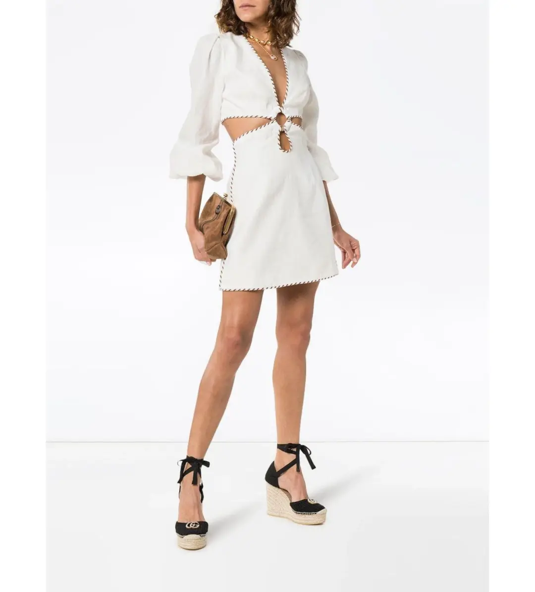 Zimmermann Corsnge Biaided Cut Out Mini Dress White Size 0/Au 8 for rent on The Volte - main image