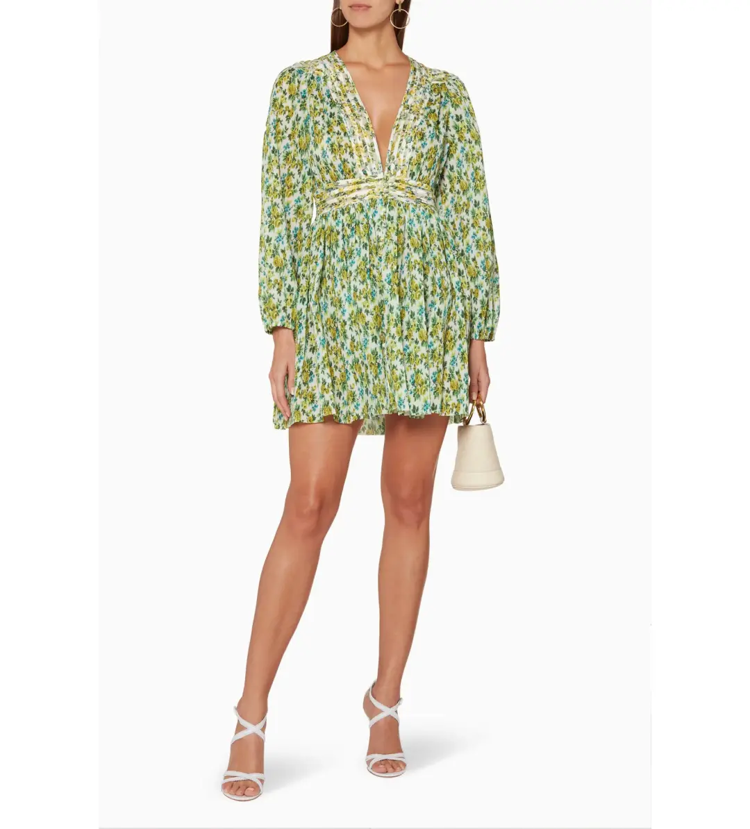 Zimmermann Golden Plisse Mini Dress Lemonade-Acid Floral-Print Size 0/Au 8 for rent on The Volte - main image