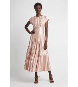 Aje Serendipity Reflection Midi Dress Blush Pink Size 12 for rent on The Volte - image 1