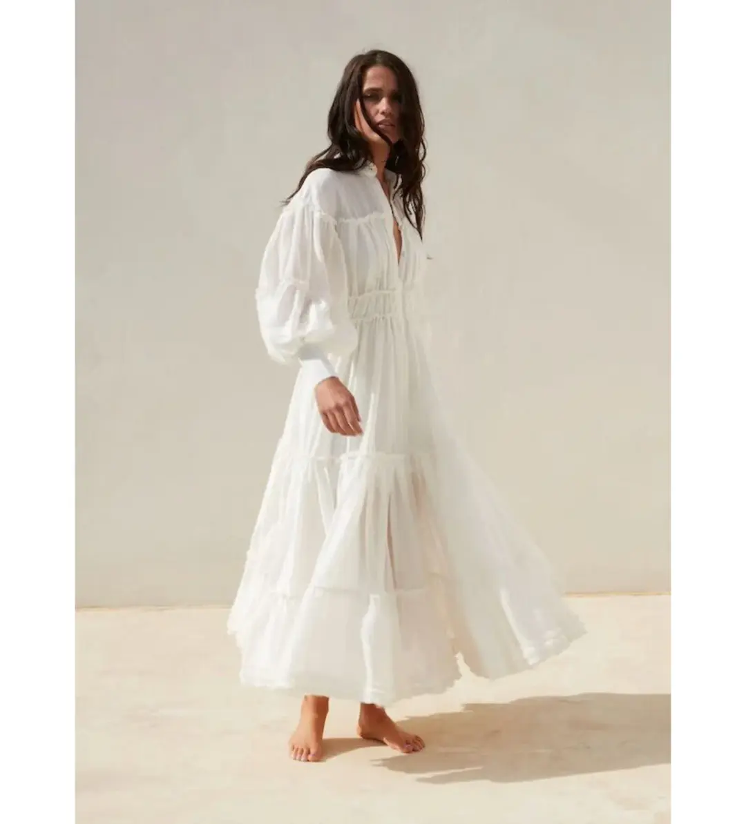 Mackenzie Mode Tiered Ruffle Dress White Size 14 for rent on The Volte - main image