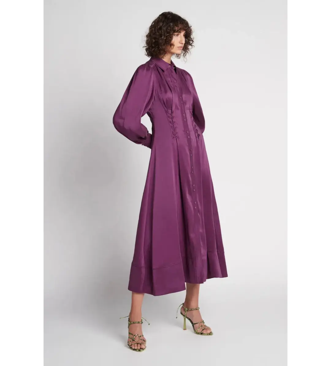 Aje Ephemera Lace Up Shirt Dress Purple Size 6 for rent on The Volte - main image