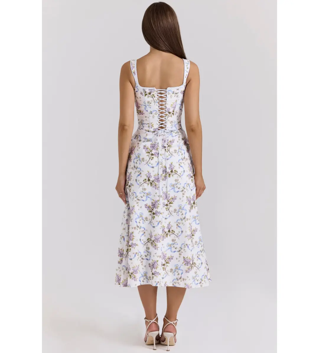 House of CB Dionne Cotton Midi Dress Off White Floral Print Size AU 6 for rent on The Volte - main image