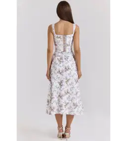 House of CB Dionne Cotton Midi Dress Off White Floral Print Size AU 6 for rent on The Volte - image 4