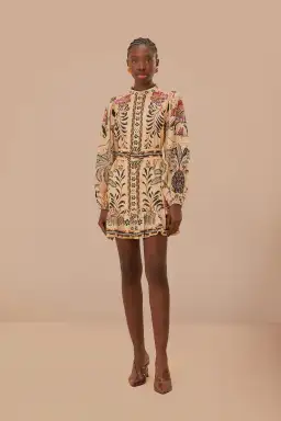 Farm Rio Classic Nature Sand Mini Dress Print Size AU 12