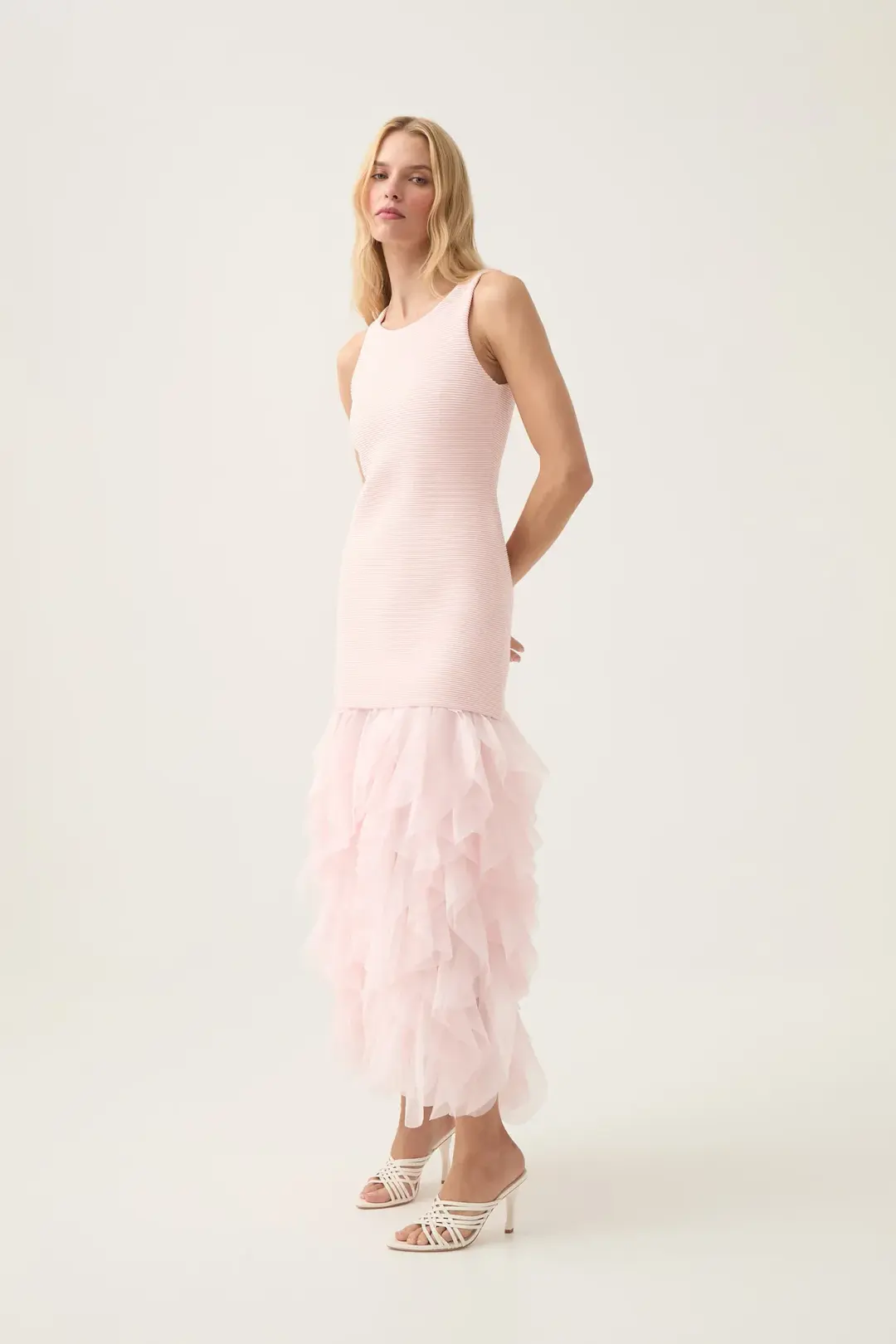 Aje Elations Knit Maxi Dress in Pastel Pink Size XS / AU 6 for rent on The Volte - main image