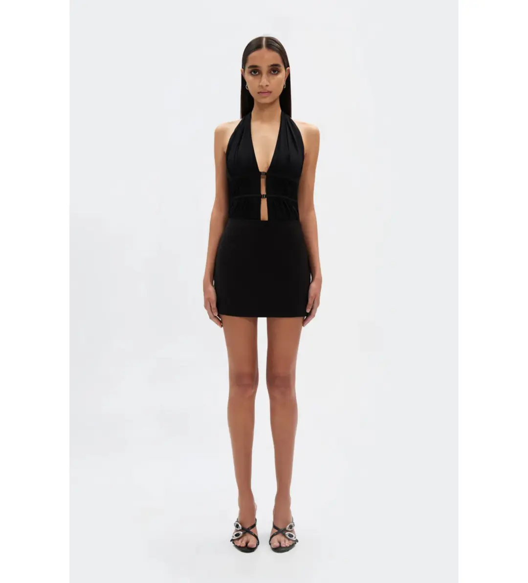 MISHA Celine Twill Mini Dress in Black Size 6/XS for rent on The Volte - main image