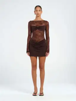 Benni Oskar Mini Dress in Brown Size 6 for rent on The Volte - image 2