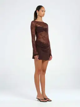 Benni Oskar Mini Dress in Brown Size 6 for rent on The Volte - image 1