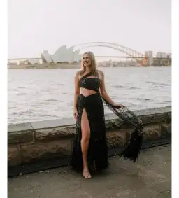 Alamour The Label Delphie Beaded Feather Gown in Black Size XXS / AU 4