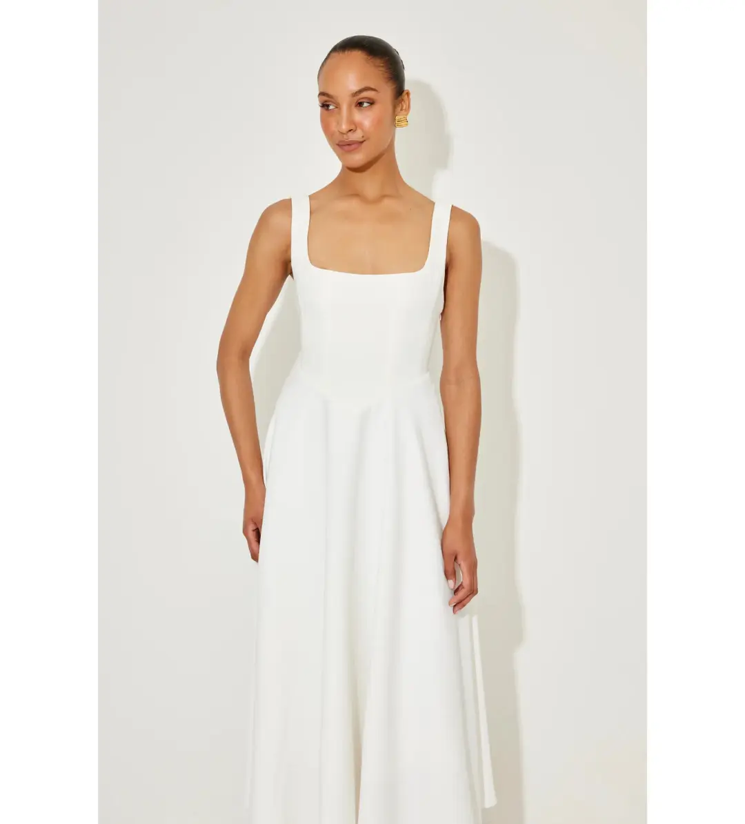 Odd Muse The Ultimate Muse High Waist Square Neck Midi Dress White size XS/ AU 6 for rent on The Volte - main image