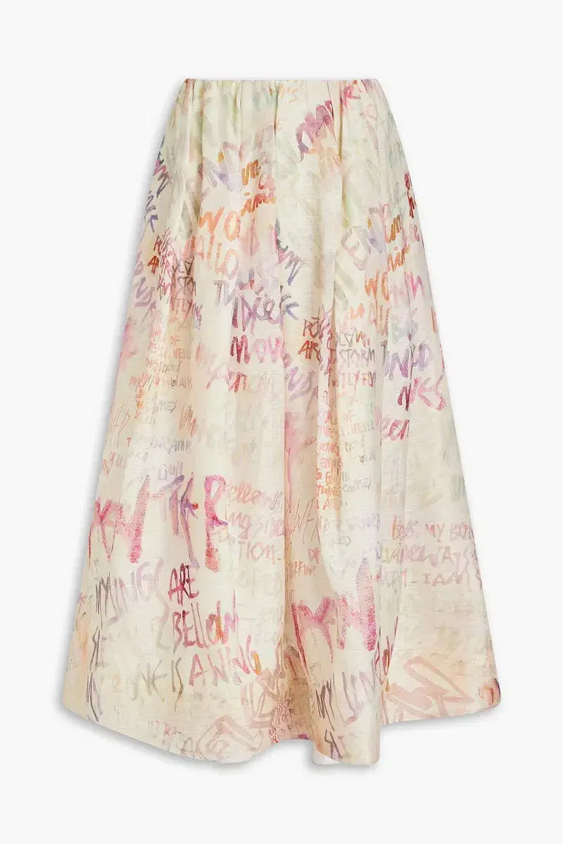 Zimmermann Dancer Gathered Maxi Skirt Ivory Graffiti Size 1 / AU 10 for rent on The Volte - main image
