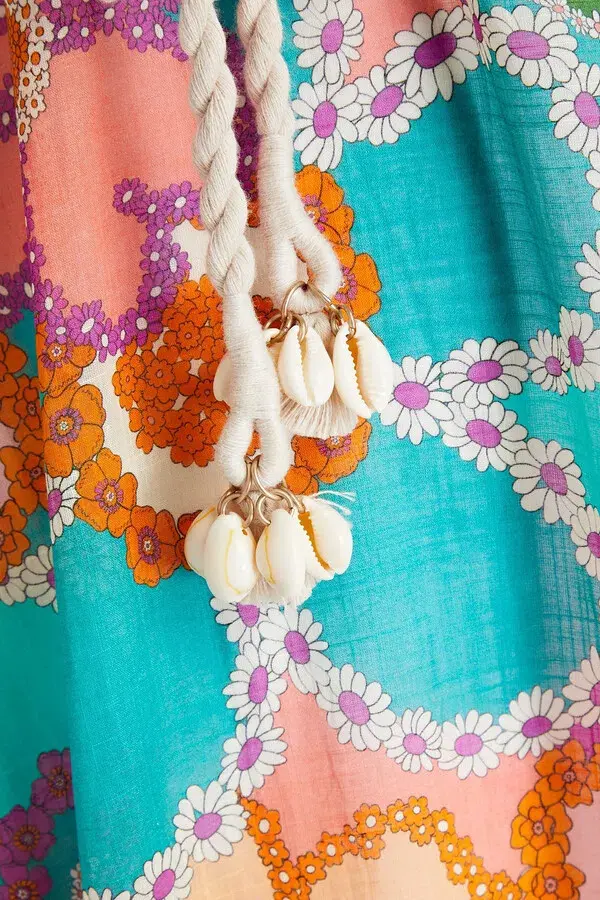 Zimmermann Lola Frilled Ruffled Halterneck Midi Dress Floral Size 0 / AU 8 for rent on The Volte - main image