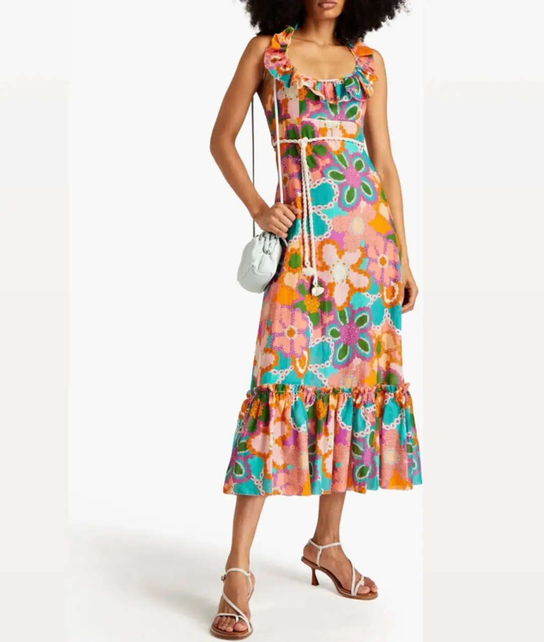 Zimmermann Lola Frilled Ruffled Halterneck Midi Dress Floral Size 0 / AU 8 for rent on The Volte - main image