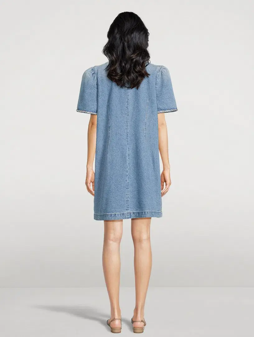Zimmermann Crush Embellished Denim Mini Dress Blue Moon Size 0 / AU 8 for rent on The Volte - main image