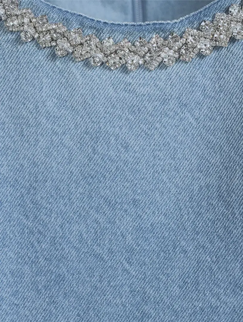 Zimmermann Crush Embellished Denim Mini Dress Blue Moon Size 0 / AU 8 for rent on The Volte - main image