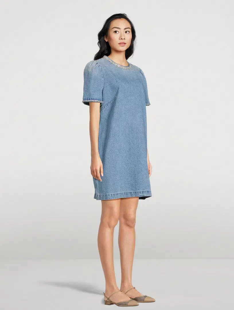 Zimmermann Crush Embellished Denim Mini Dress Blue Moon Size 0 / AU 8 - Image 2