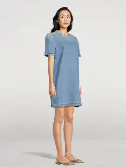 Zimmermann Crush Embellished Denim Mini Dress Blue Moon Size 0 / AU 8 for rent on The Volte - image 2