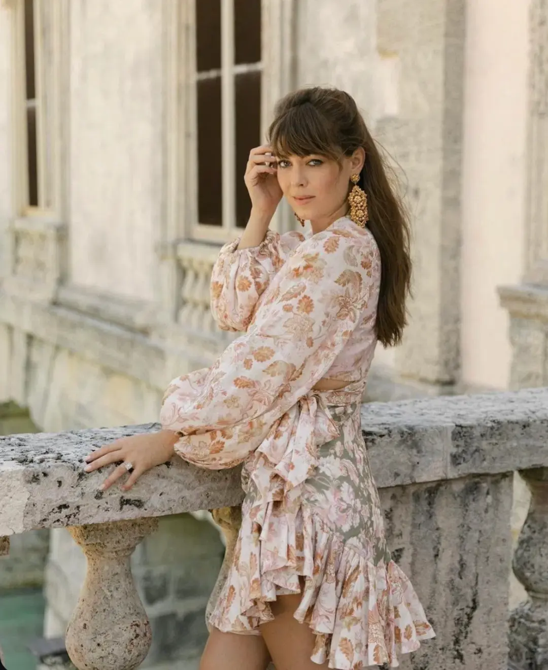 Zimmermann Lyre Wrap Billow Mini Dress Floral Size 0P / AU 6 for rent on The Volte - main image