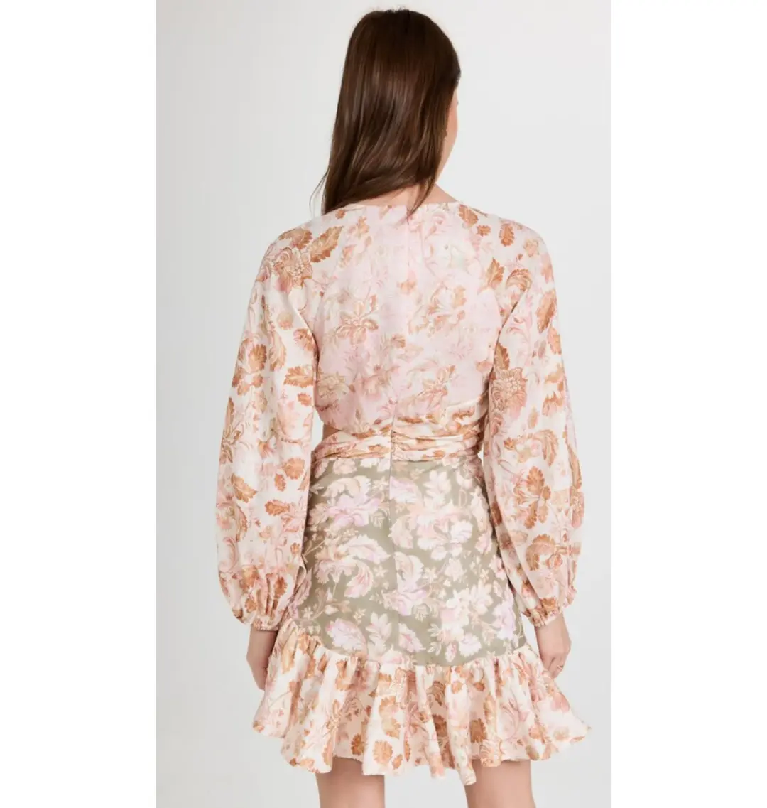 Zimmermann Lyre Wrap Billow Mini Dress Floral Size 0P / AU 6 for rent on The Volte - main image